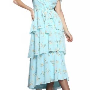 Calvin Klein Light Blue Floral Maxi Dress